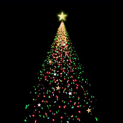 Foto kerstkaart kerstboom lichtjes rood en groen 2027 foto 2