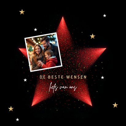 Foto kerstkaart rode kerstster 2