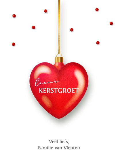 Foto kerstkaart rood hart met 2 fotos 3