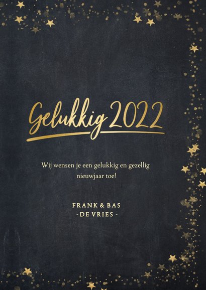 Foto nieuwjaarskaart zwart met gouden ster en 1 grote foto 3
