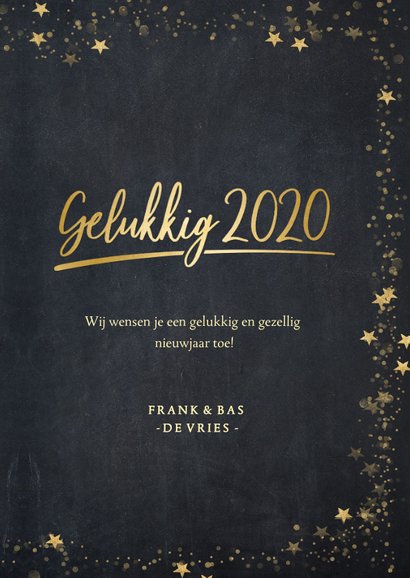 Foto nieuwjaarskaart zwart met gouden ster en 1 grote foto 3
