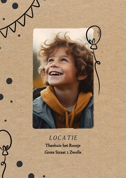Foto uitnodiging kinderfeestje kraft met ballonnen 2