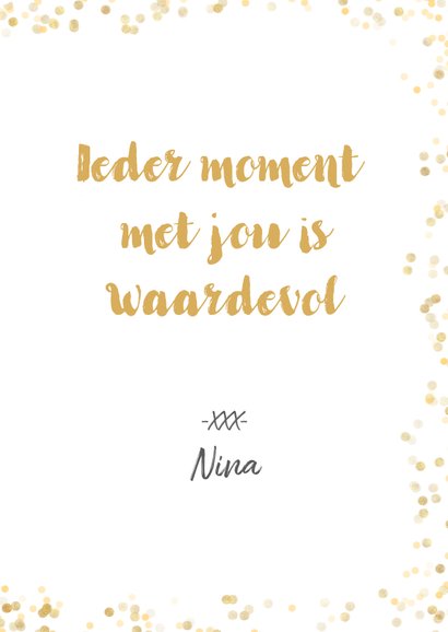 Fotocollage kaart met 12 eigen foto's en gouden confetti 3