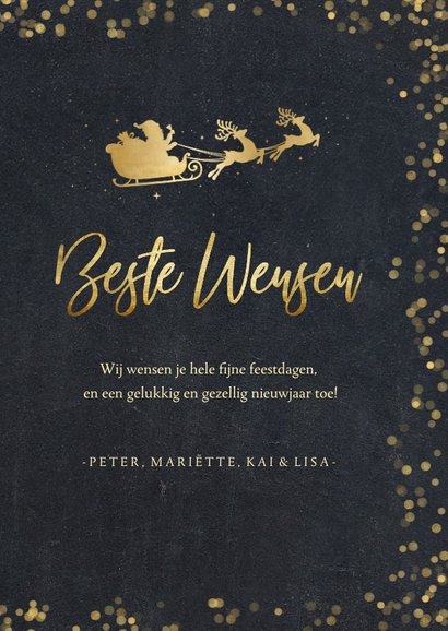 Fotocollage kerstkaart krijtbord met goudlook kader 3