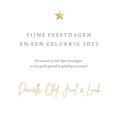 Fotocollage kerstkaart met 4 eigen foto's en gouden ster 3
