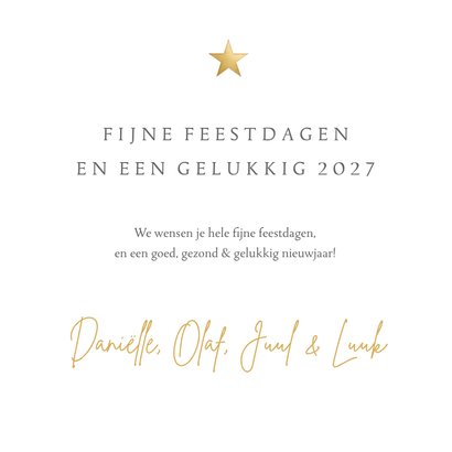 Fotocollage kerstkaart met 4 eigen foto's en gouden ster 3