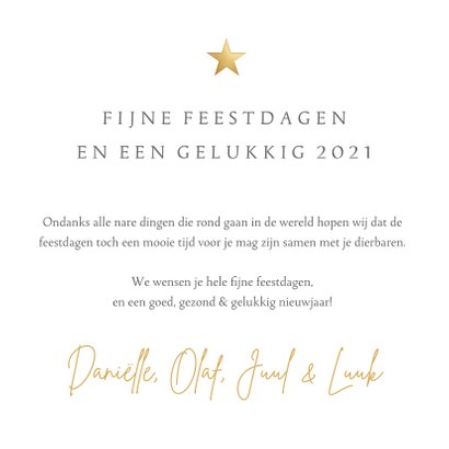 Fotocollage kerstkaart met 4 eigen foto's en gouden ster 3