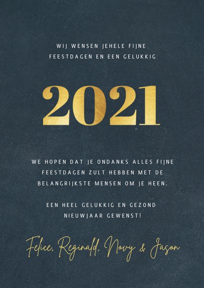 Fotocollage kerstkaart met 9 foto en gouden jaartal 2021 3
