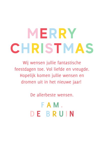 Fotocollage kerstkaart met gekleurde typografie 3