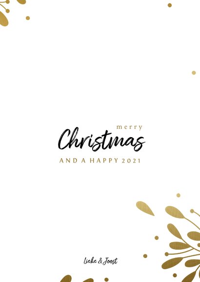 Fotocollage kerstkaart met gouden takjes en besjes 3