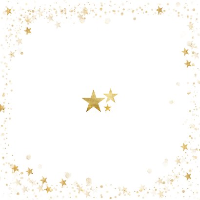 Fotocollage nieuwjaarskaart 2024 goudlook met sterren kader Achterkant