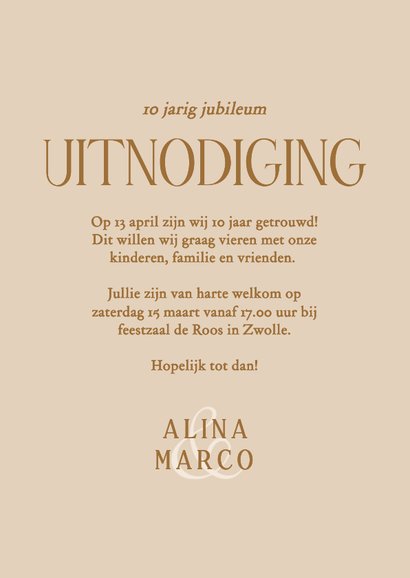 Fotocollage uitnodiging jubileum met beige hartje 3