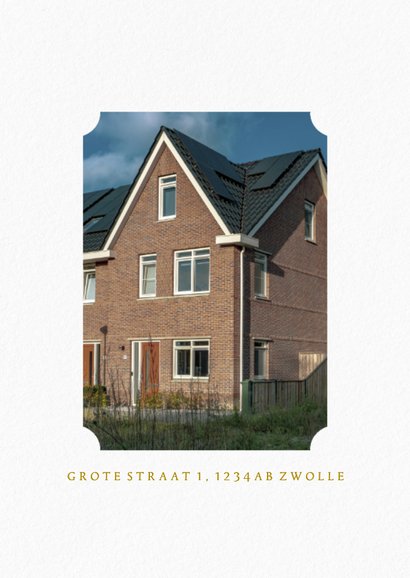 fotocollage verhuiskaartje wit met gouden huisje 2