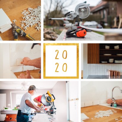 Fotokaart '2020' met 6 foto's vierkant 2