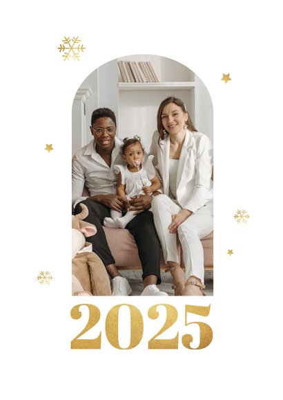 Fotokaart 2026 gelukkig nieuwjaar goud foto sterren 2