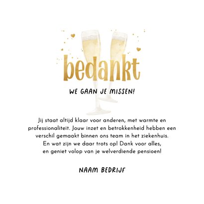 Fotokaart bedankt medewerker pensioen champagne fotocollage 3