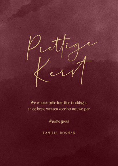 Fotokaart bordeaux gouden strik foto prettige kerst 3