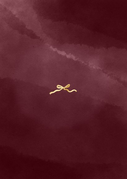 Fotokaart bordeaux gouden strik foto prettige kerst Achterkant