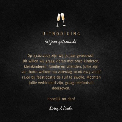Fotokaart champagne met foto en gouden linten 3