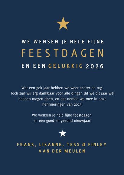 Fotokaart fijne feestdagen donkerblauw met 1 foto 3