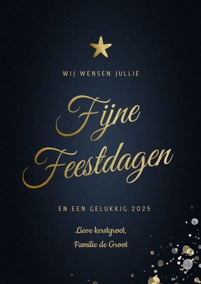 Fotokaart Fijne Feestdagen donkerblauw met spetters 3