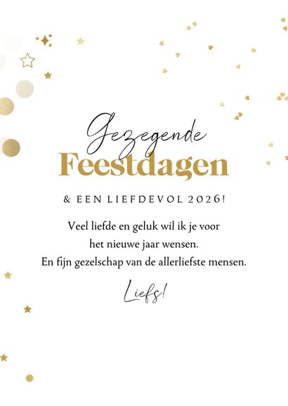 Fotokaart foto in hart goudlook hartjes sterren lichtjes 3