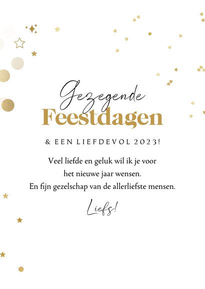 Fotokaart foto in hart goudlook hartjes sterren lichtjes 3