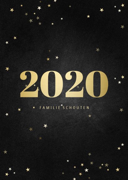 Fotokaart fotocollage met gouden 2020 en sterren 3