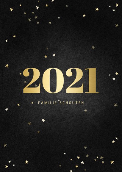 Fotokaart fotocollage met gouden 2021 en sterren 3