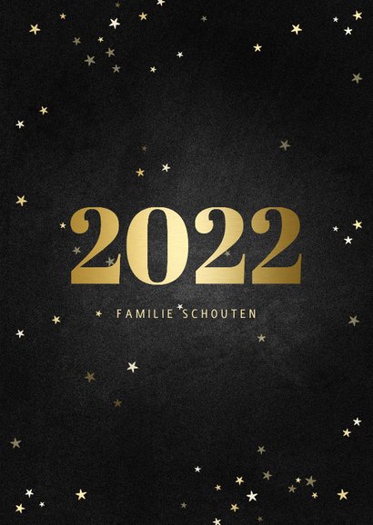 Fotokaart fotocollage met gouden 2022 en sterren 3