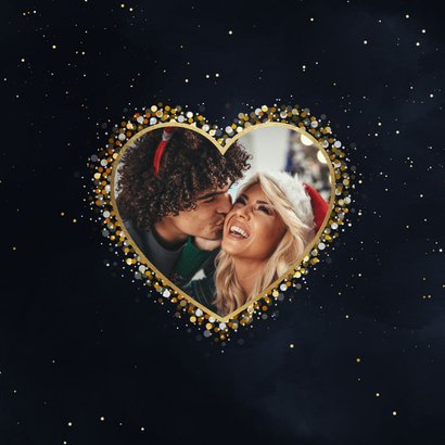 Fotokaart in hart van sparkles liefdevolle kerst 2