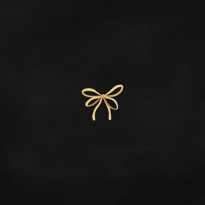 Fotokaart kerst gouden sneeuwvlokjes en strikje Achterkant