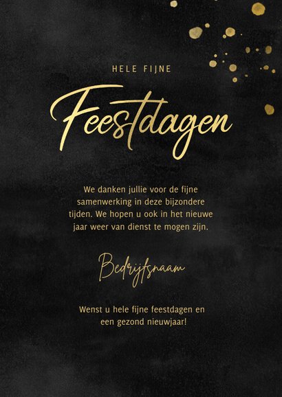 Fotokaart kerst gouden spetters waterverf & fijne feestdagen 3