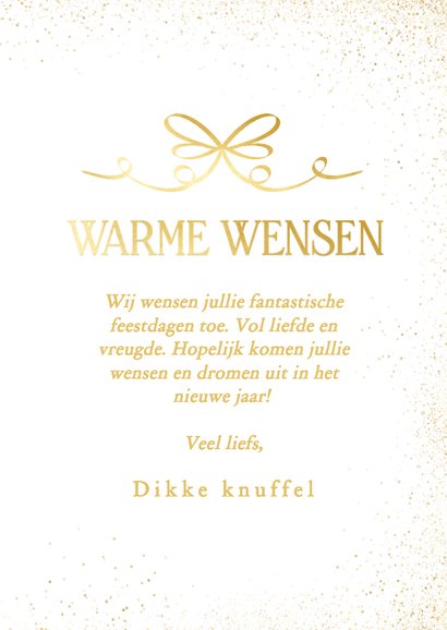 Fotokaart kerst gouden strik warme wensen 3