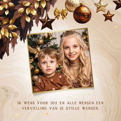 Fotokaart kerst kersttak kerstballen sterren en foto's 2