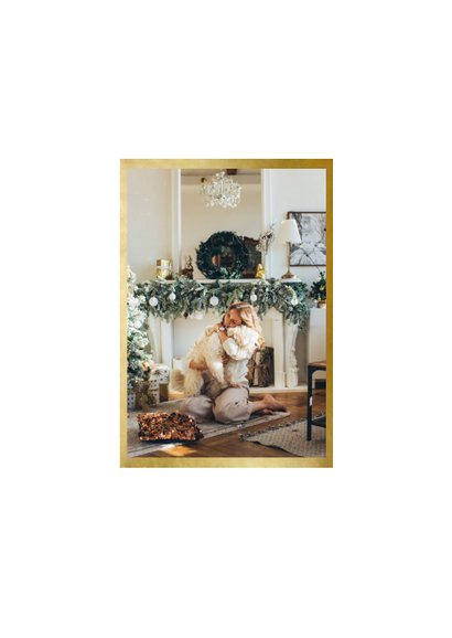 Fotokaart kerst met gouden tekst en drie fotos 2
