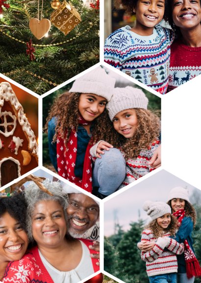 Fotokaart kerstkaart met hexagon foto tegels 2