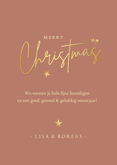 Fotokaart kerstmis in art-deco stijl met roze en goud 3