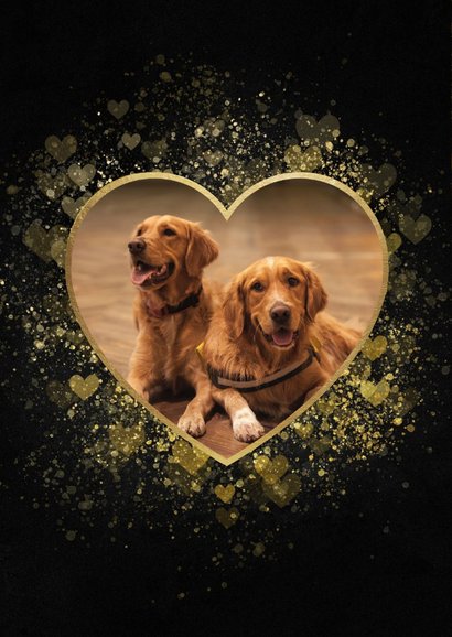 Fotokaart liefdevol in gouden hartvorm 2