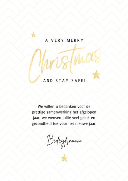 Fotokaart Merry Christmas, gouden sterren en patroon 3