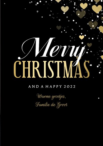 Fotokaart Merry Christmas hartjeskader met confetti 3