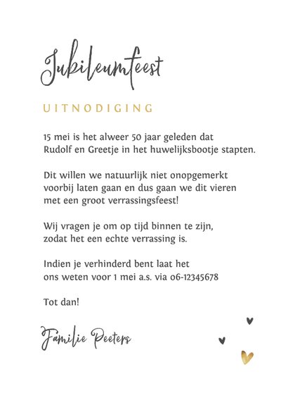 Fotokaart met 2 foto's voor gouden huwelijk met eigen foto 3