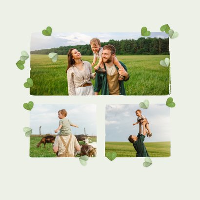 Fotokaart met hartjes groen collage 'fijne Vaderdag' 2