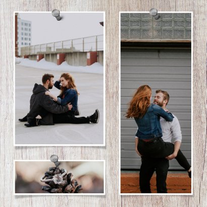 Fotokaart met hout, 2 foto's en spijkers 2