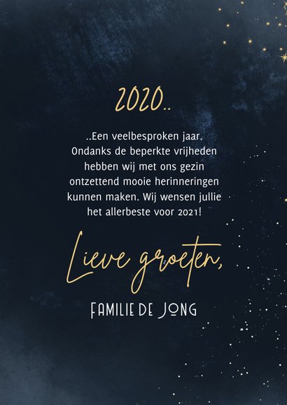 Fotokaart terugblik op 2020 fotocollage met goud 3
