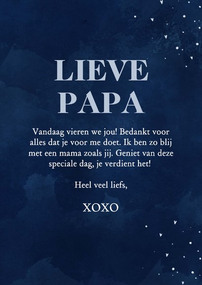 Fotokaart vaderdag met blauwe waterverf en hartjes 3