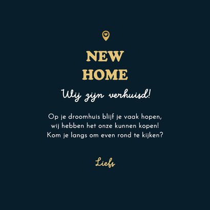 Fotokaart verhuisbericht huis fotocollage sleutels goud 3