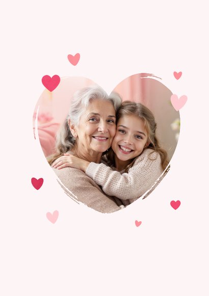 Fotokaart voor oma hartjes foto roze 2