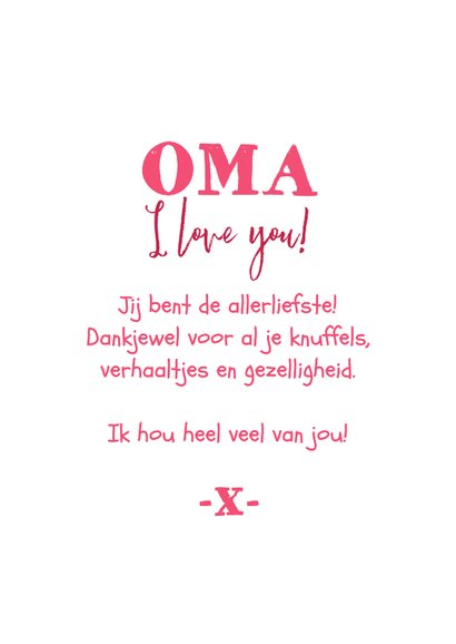 Fotokaart voor oma hartjes foto roze 3