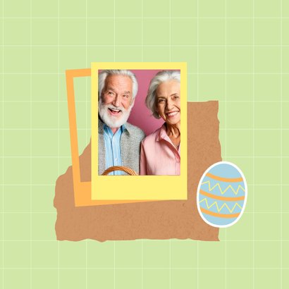 Fotokaart vrolijk paaskaartje scrapbook groen paasei 2